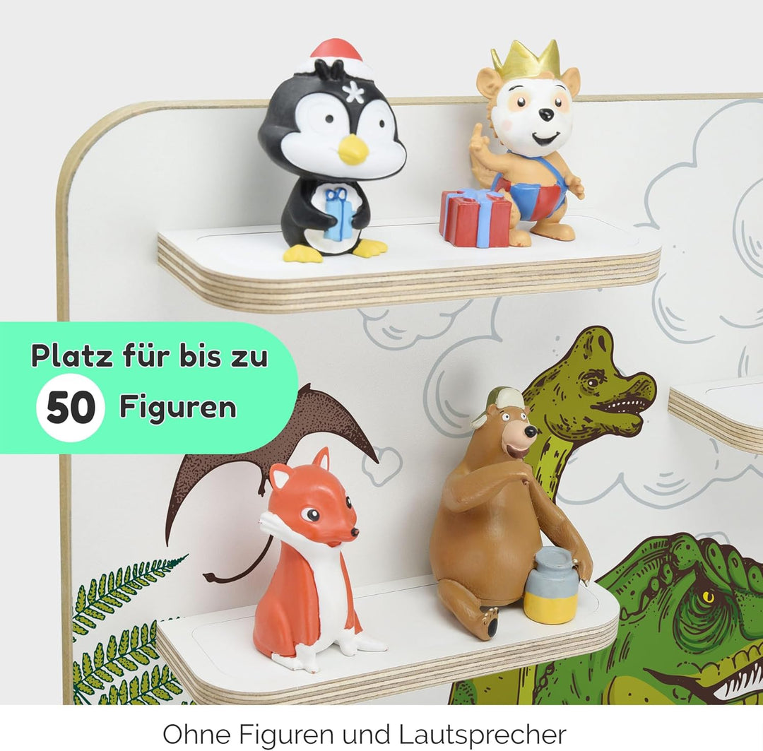 stadtecken Holzregal für Musikbox I Geeignet für die Toniebox und ca. 50 Tonies I Perfekte Tonie Auf