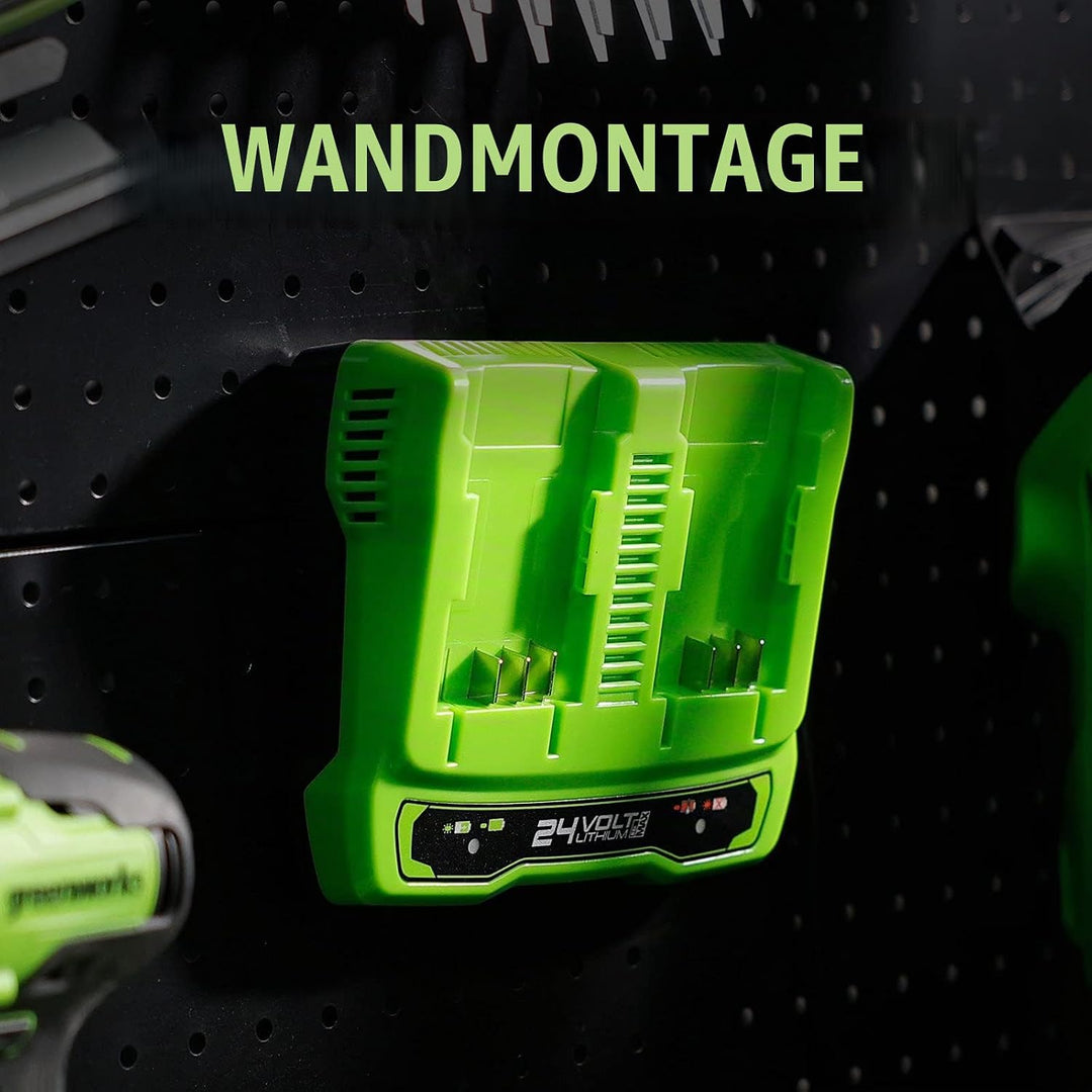 Greenworks Tools Doppelsteckplatz-Akku-Universalladegerät G24X2UC2 (Li-Ion 24 V 48W Output passend f