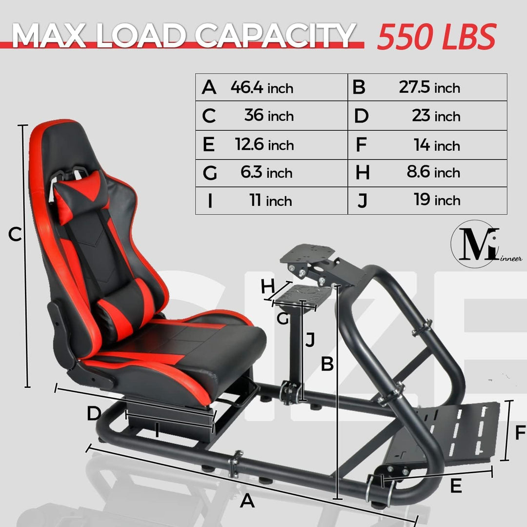 Minneer Racing Simulator Cockpit Rennsimulator Cockpit Lenkradständer mit Rennsitz passend für Logit