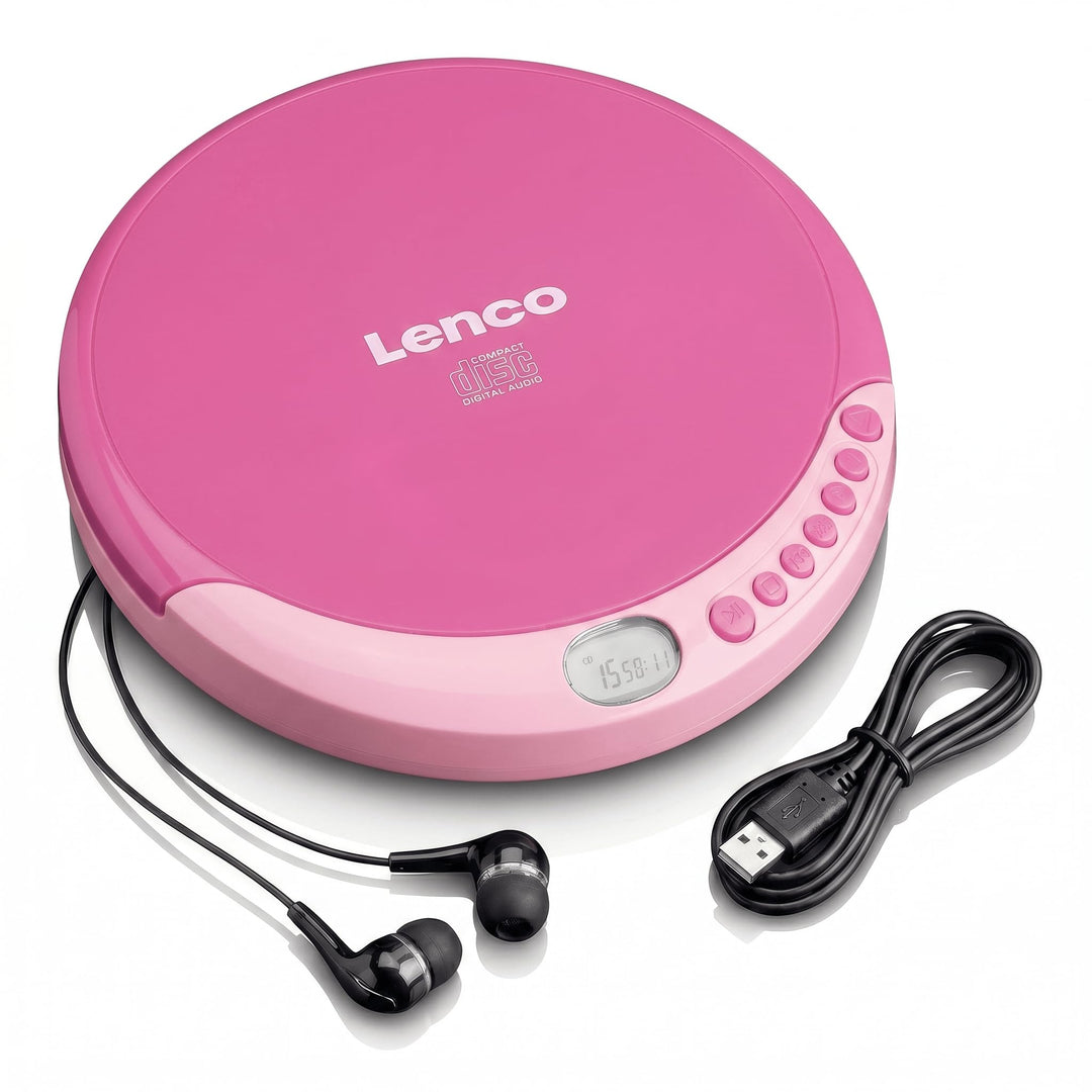 Lenco CD-011 - Tragbarer CD-Player Walkman - Diskman - CD Walkman - Mit Kopfhörern und Micro USB Lad
