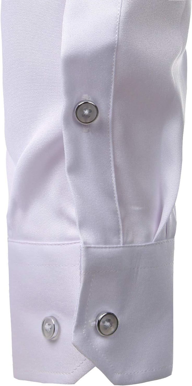 PARKLEES Herren Tailliert Freizeit Langarm Hemd Businesshemd für Hochzeit Business S Weiss, S Weiss