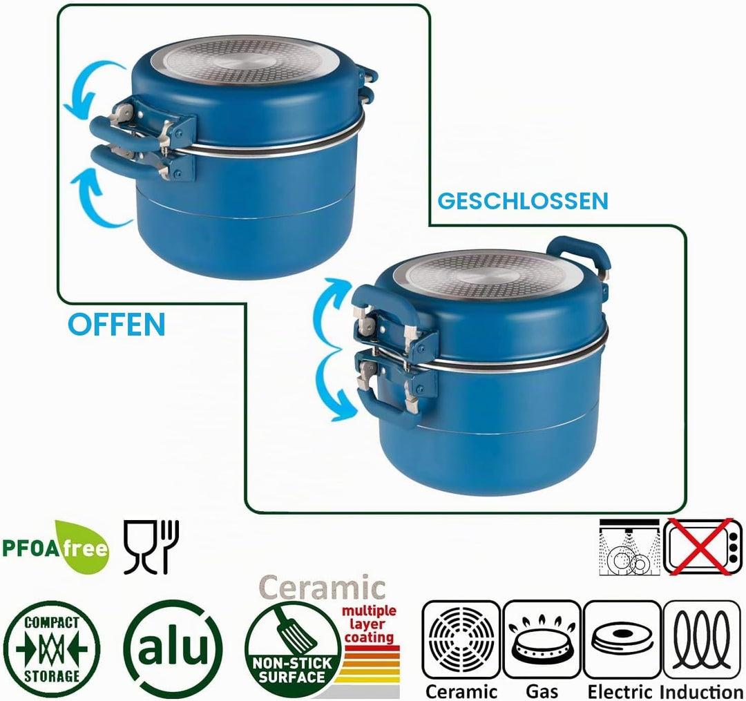 BRUNNER Camping Kochgeschirr-Set Keramik (Töpfe und Pfannen) – ø 20, 22 oder 24-cm Carezza NG - 2 bi