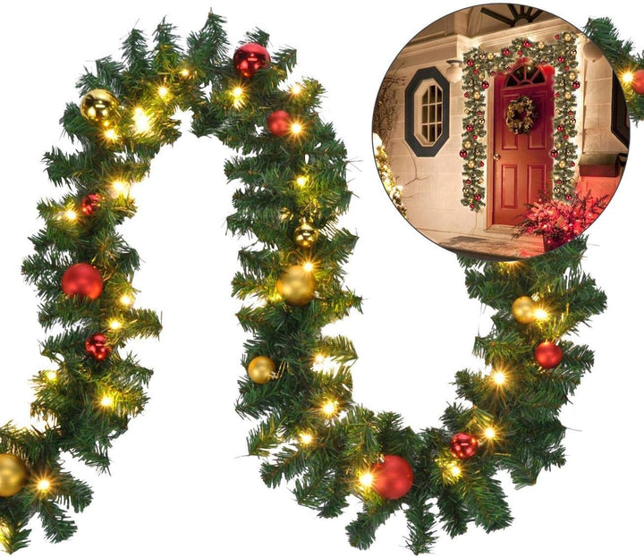 Bambelaa! Tannengirlande Grün Weihnachtsdeko Beleuchtet Künstlich Mit Lichterkette Weihnachten Dekor