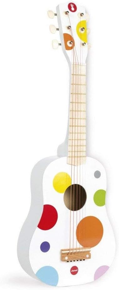 Janod - Confetti Holz-Gitarre, Musikinstrument für Kinder, Spielzeugnachbildung und Spielzeug für mu