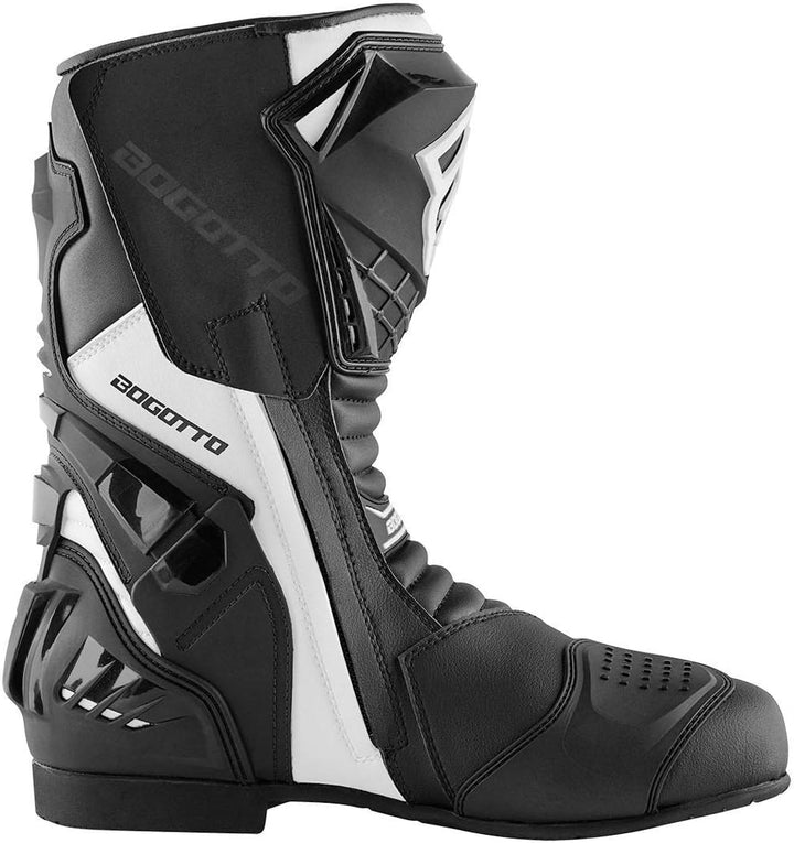 Bogotto Assen Motorradstiefel, schwarz/weiss, 41 41 EU Schwarz Weiss, 41 EU Schwarz Weiß