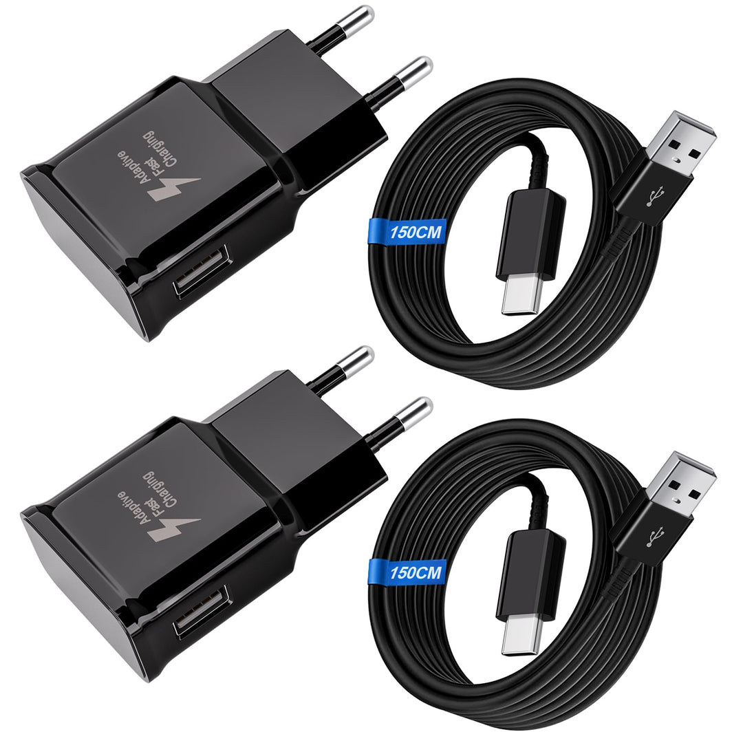 Ladegerät für Samsung Handy, (2-Pack) Schnellladegerät USB Netzteil mit USB C Ladekabel für Samsung