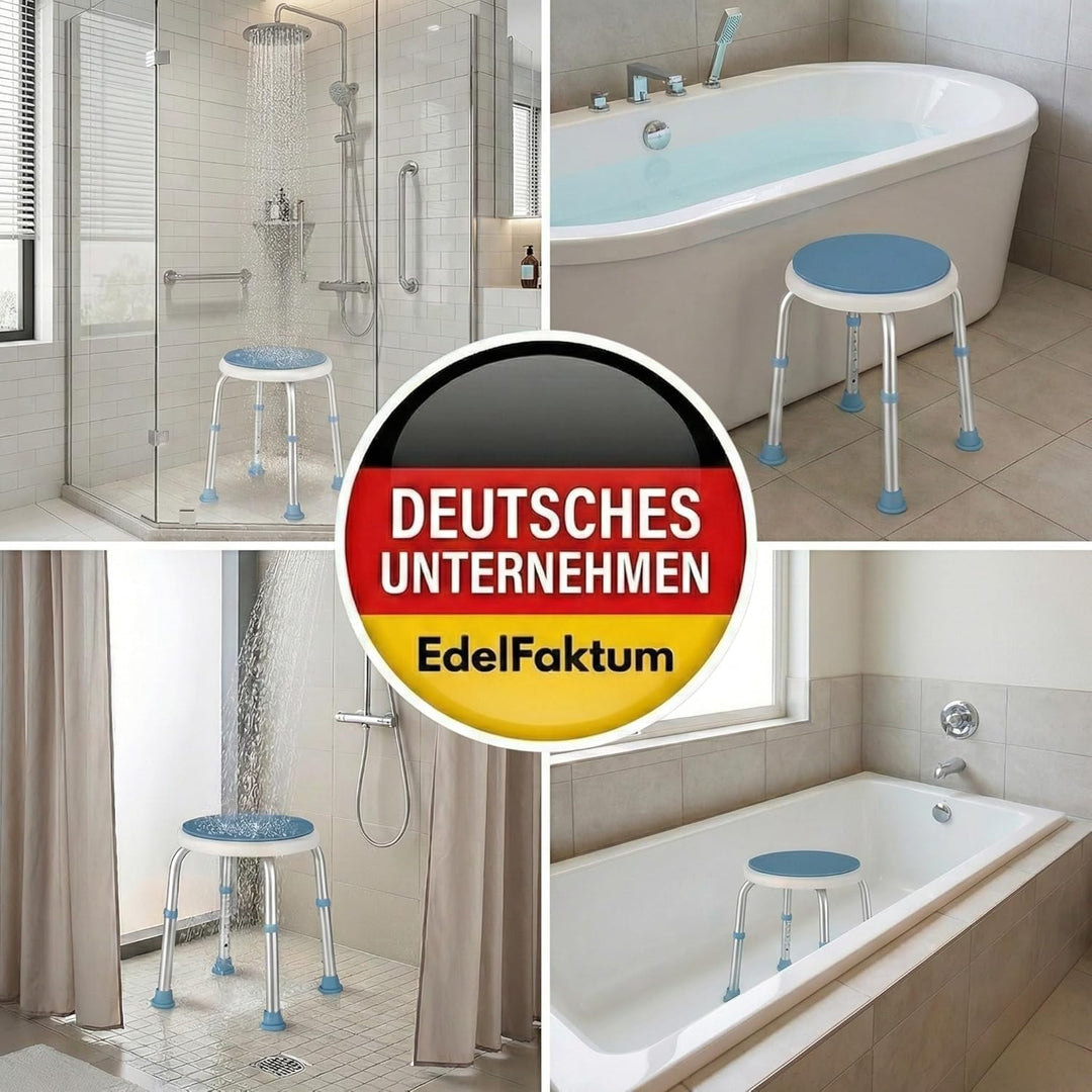 360° Duschhocker, drehbarer und höhenverstellbarer Duschstuhl belastbar bis 136kg, Rutschfester Badh