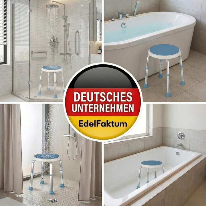 360° Duschhocker, drehbarer und höhenverstellbarer Duschstuhl belastbar bis 136kg, Rutschfester Badh