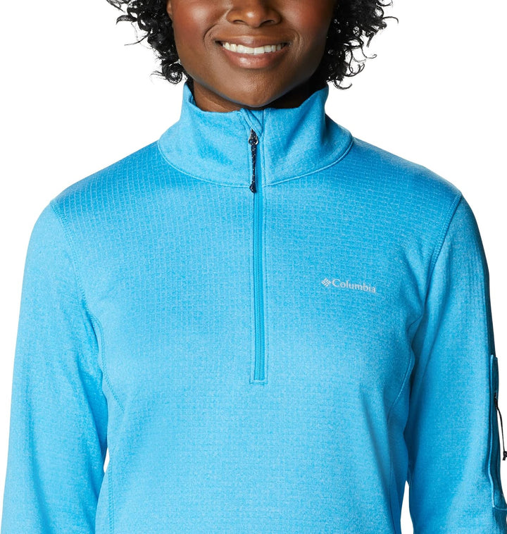 Columbia Damen Park View Half-Zip Grid Fleecejacke mit halbem Reissverschluss Blue Chill Heather XS,