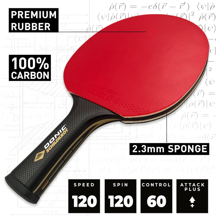 Donic-Schildkröt 100% Carbon Tischtennisschläger CarboTec 7000, inkl. Schlägertasche, One-Piece Kons
