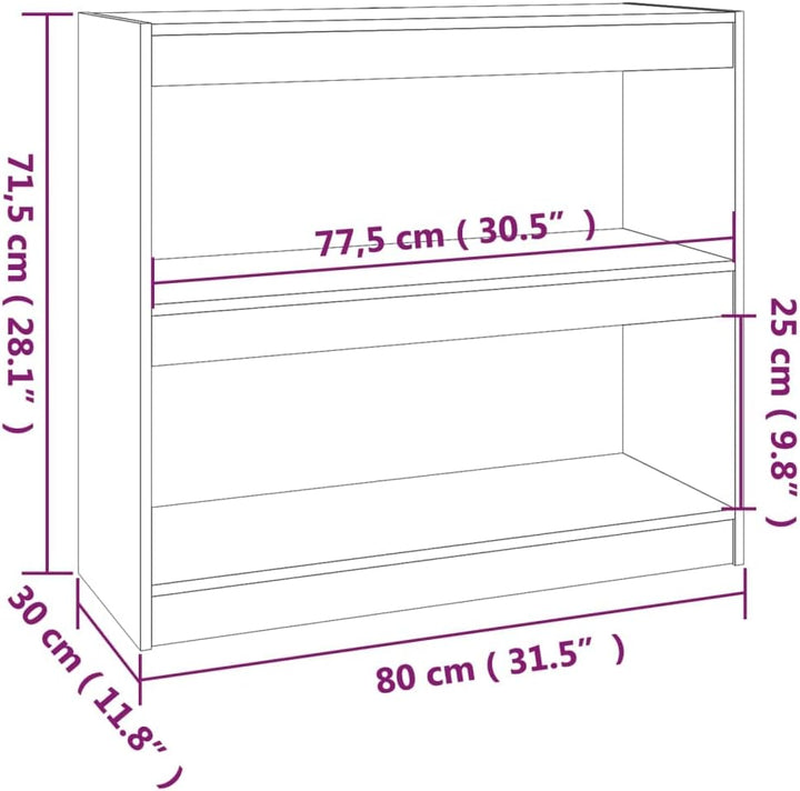 Bücherregal Raumteiler 80x30x71,5 cm 2 Fächer Holzregal Standregal Bookshelf Aufbewahrungsregal Akte
