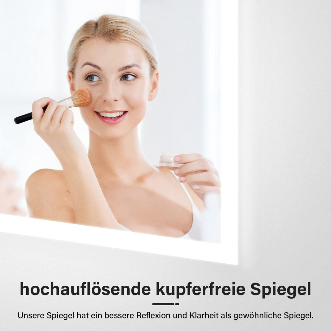 LED Badspiegel 45x60 cm Badspiegel mit Beleuchtung 6400k Kaltesweisses Licht Badezimmerspiegel mit B