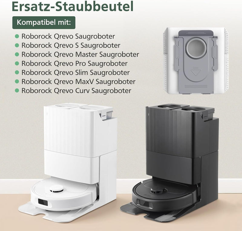 10 Stück Q Revo Staubbeutel, kompatibel mit Roborock Q Revo Rboter Staubsauger, 4-lagiger Premium-Fi