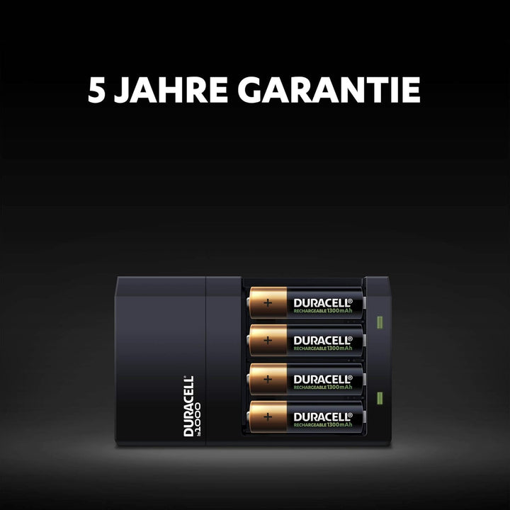 Duracell CEF14 4-Stunden-Ladegerät, mit wiederaufladbaren Batterien, AA+AAA ,weiss