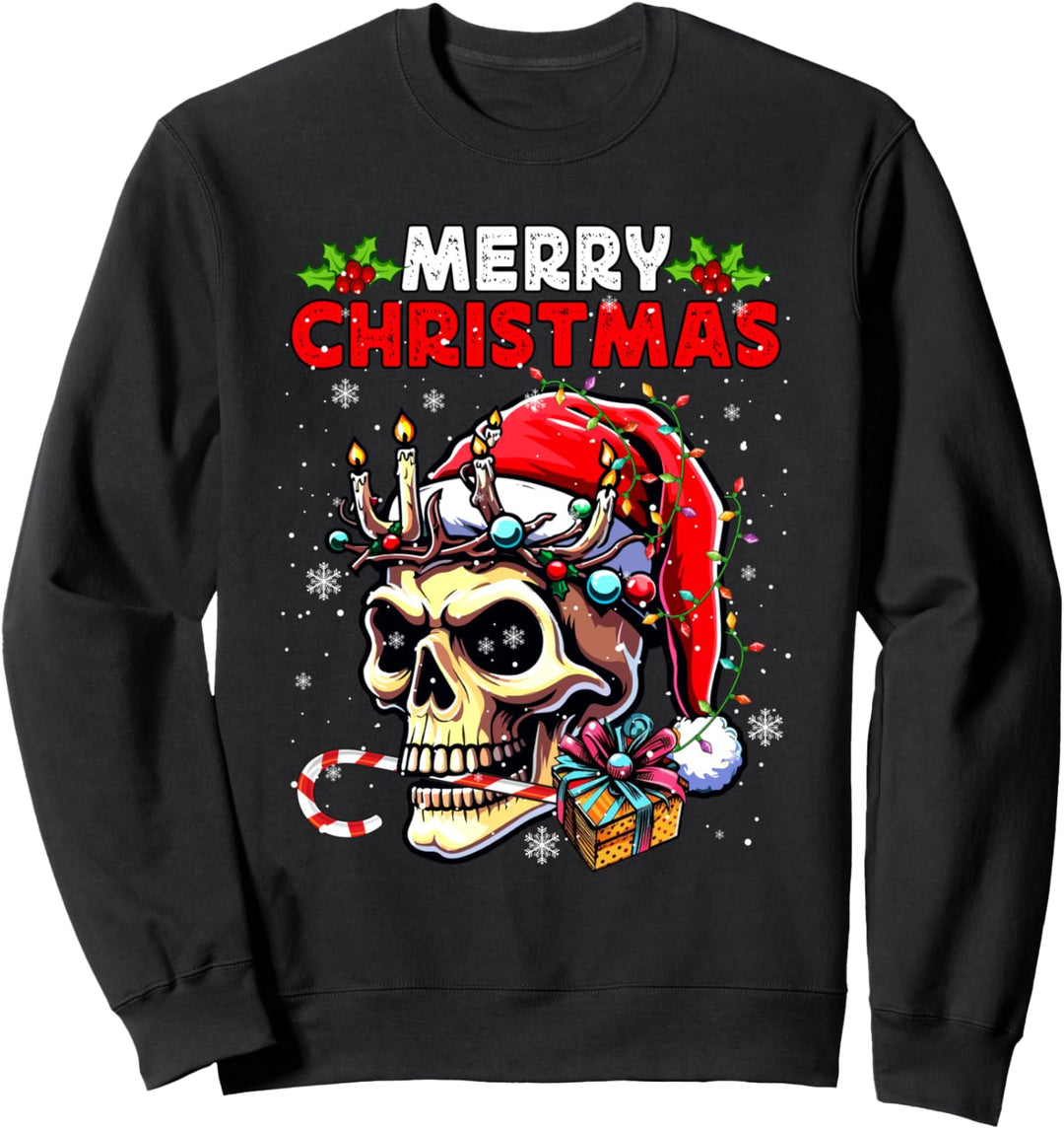 Merry Christmas Funny Santa X-ray Skull Xmas Lights Lover Sweatshirt