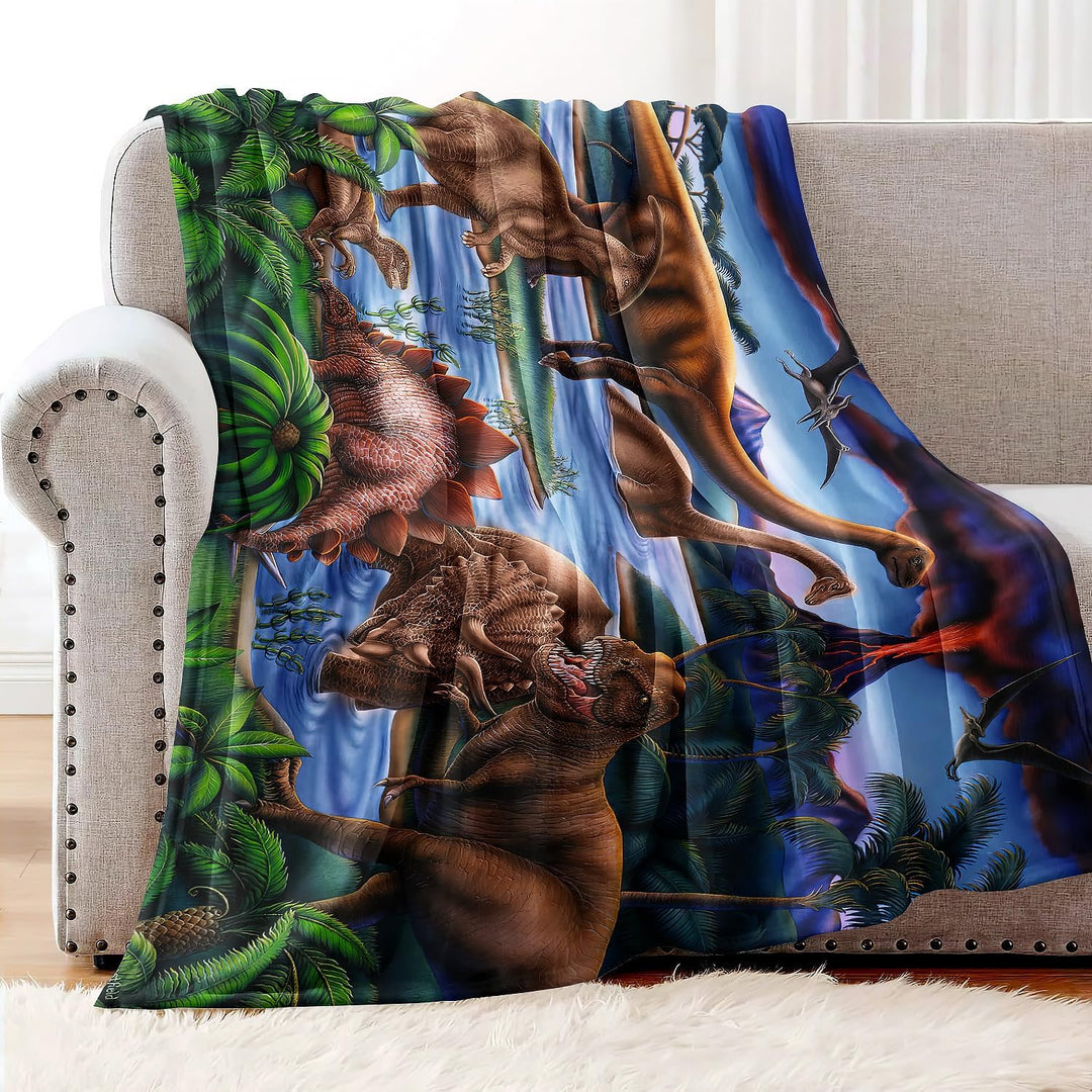 YISUMEI Decke 125x200 cm Kuscheldecken Sanft Flanell Weich Fleecedecke Bettüberwurf Dinosaurier
