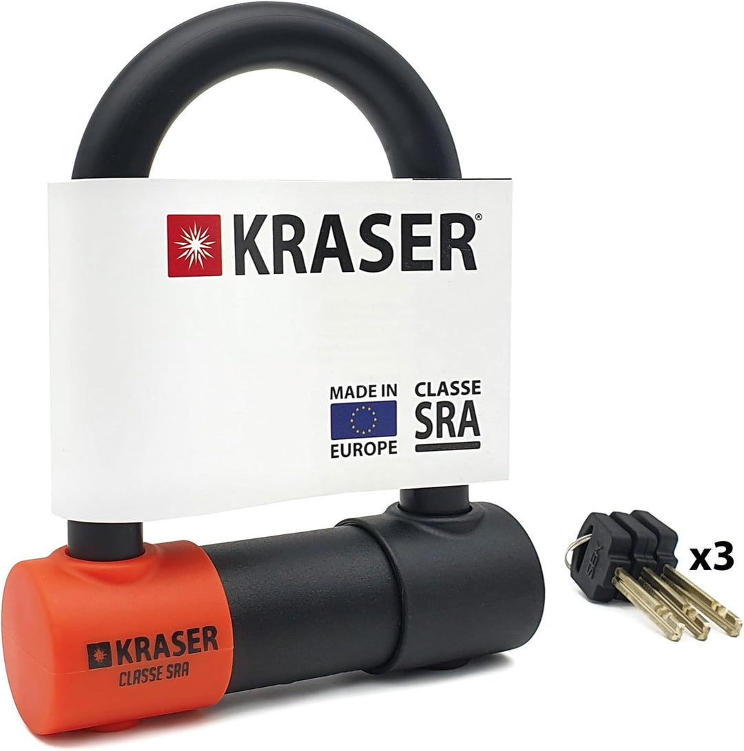 KRASER KR85S Anti-Diebstahl Motorrad Fahrradschloss Bügelschloss Vorhängeschloss U Homologiert SRA-S