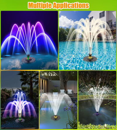 SZMP Springbrunnen für Gartenteiche 2023 Upgraded für draussen,6W LED Licht Teichpumpe 4 DIY Effekte