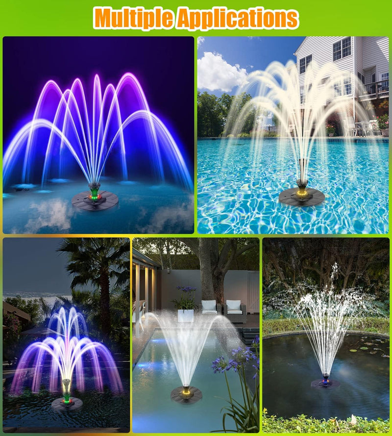 SZMP Springbrunnen für Gartenteiche 2023 Upgraded für draussen,6W LED Licht Teichpumpe 4 DIY Effekte