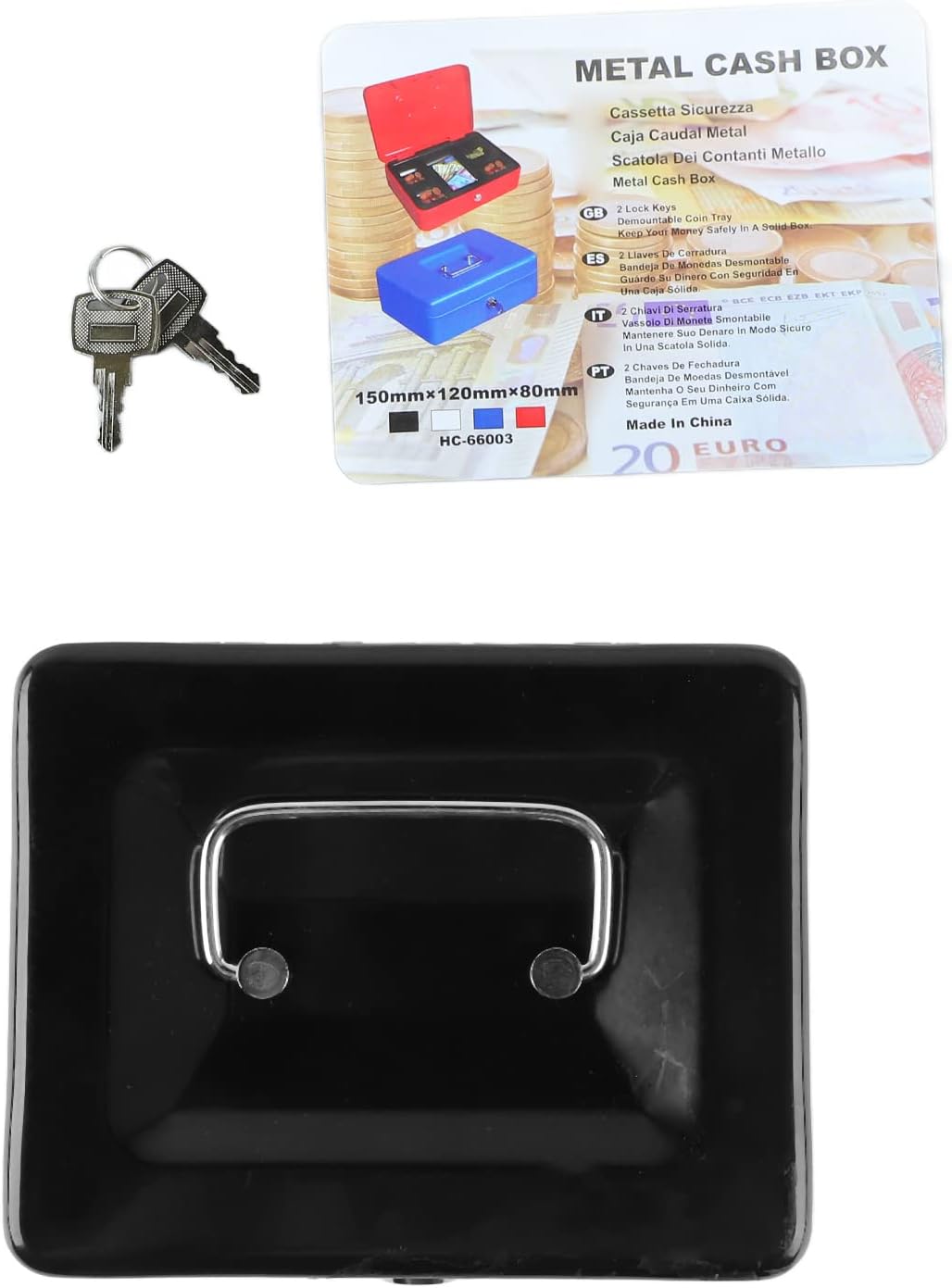 Metall-Sicherheitsbox mit Schlüsselschloss, Feuerfeste Aufbewahrungsbox für Wertsachen, Dokumente, R
