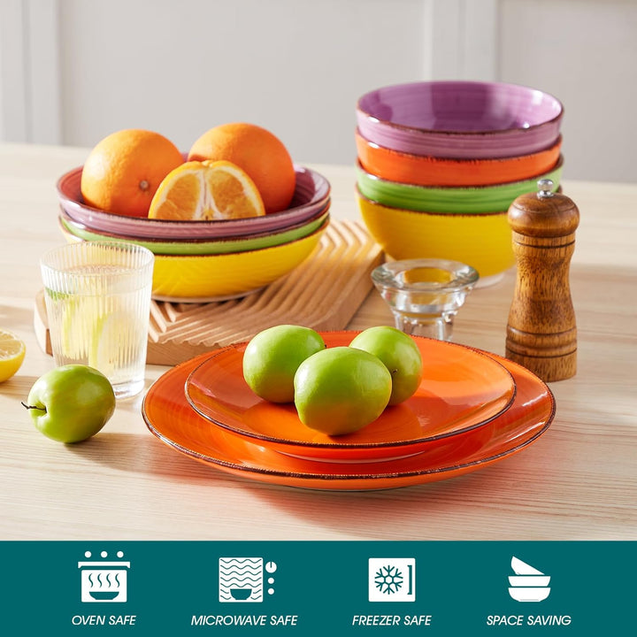 vancasso BONITA Speiseteller Steingut, Essteller set 6 Personen, Ø 21,5 cm Teller Set, Geschirr für
