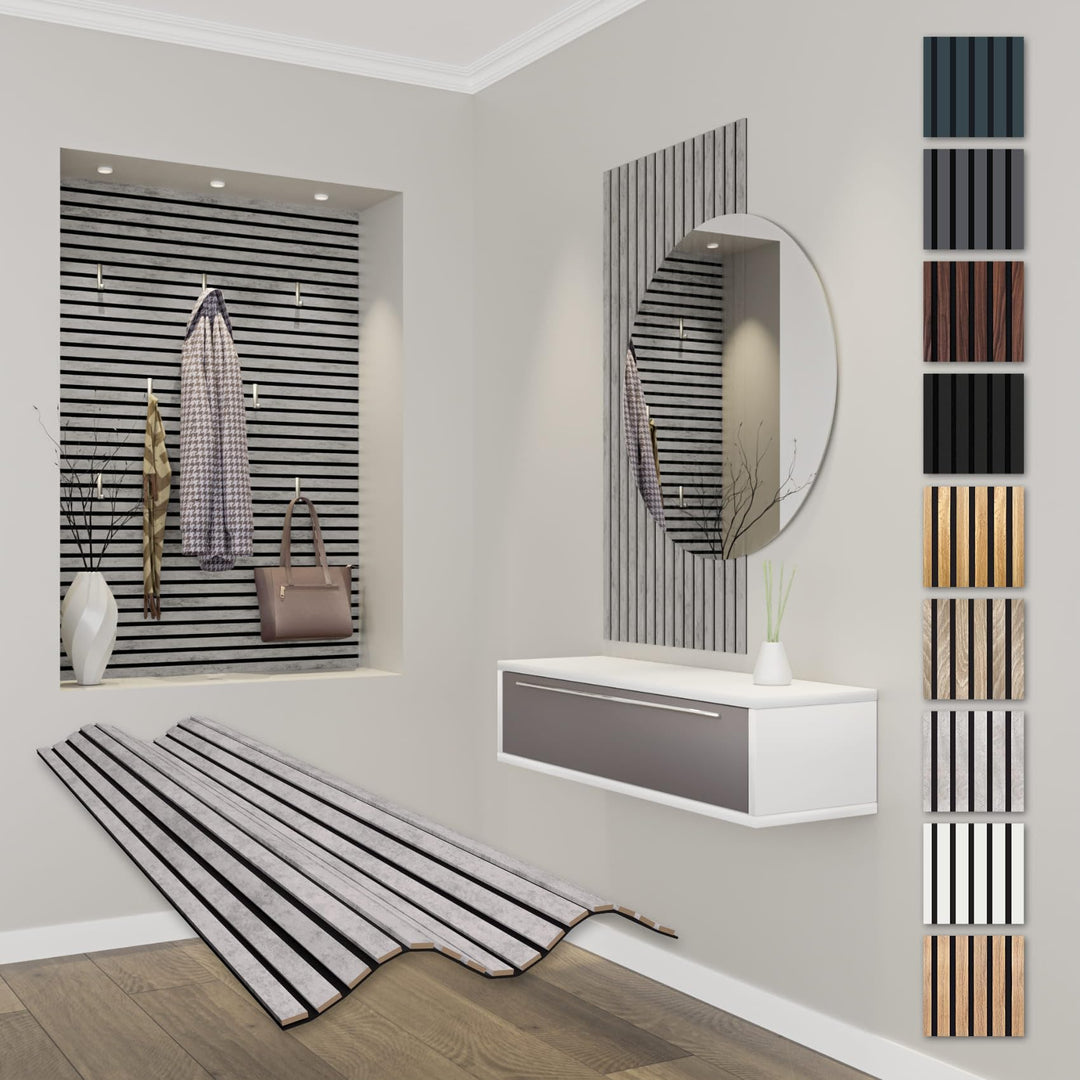 HEXIM Akustikpaneele 118x60cm Holz Comfort - flexible Holzpaneele Platten Lamellenwand MDF Wandpanee
