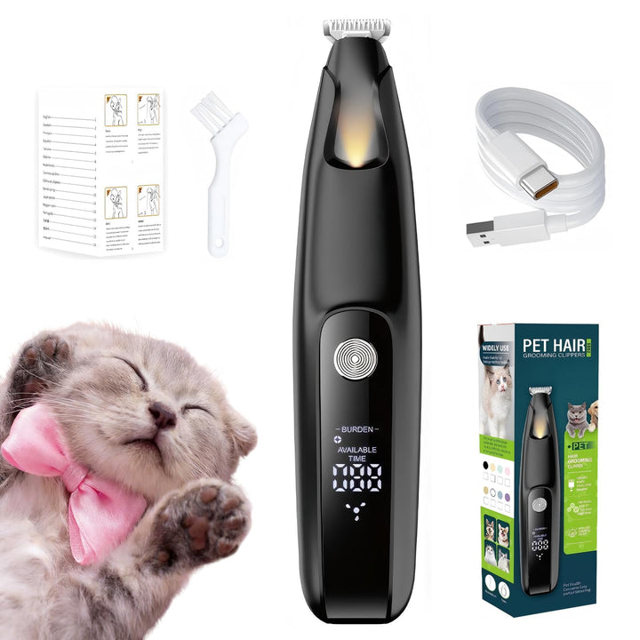 Pfotentrimmer für Hunde & Katzen mit LED-Licht und Batterieanzeige, 18 mm Breite Klinge, Neu Extra L