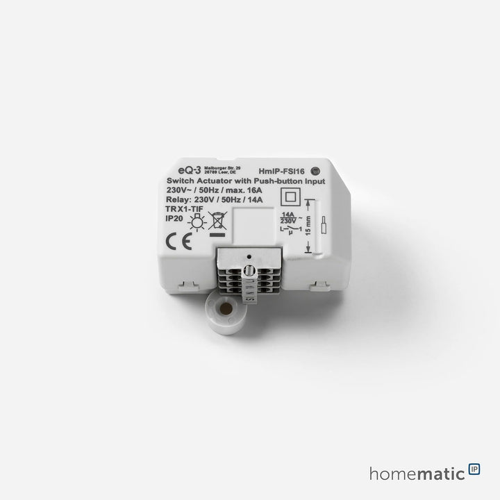 Homematic IP Smart Home Schaltaktor mit Tastereingang (16 A) – Unterputz, steuert Geräte und Leuchte