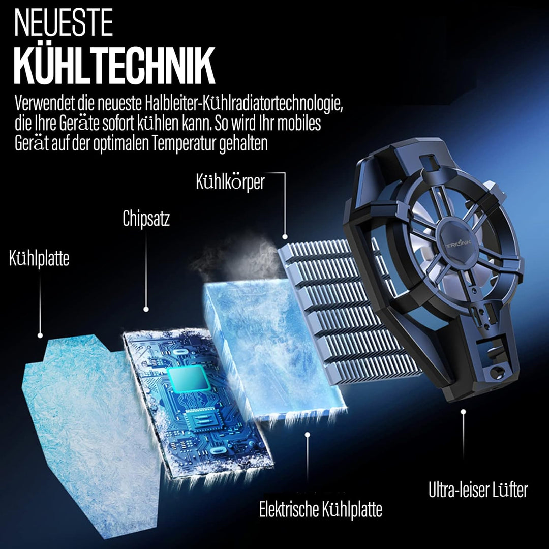 TRILINK Handy-Kühler mit wiederaufladbarem Akku, Handy-Kühlventilator für Spiele, für alle Arten von