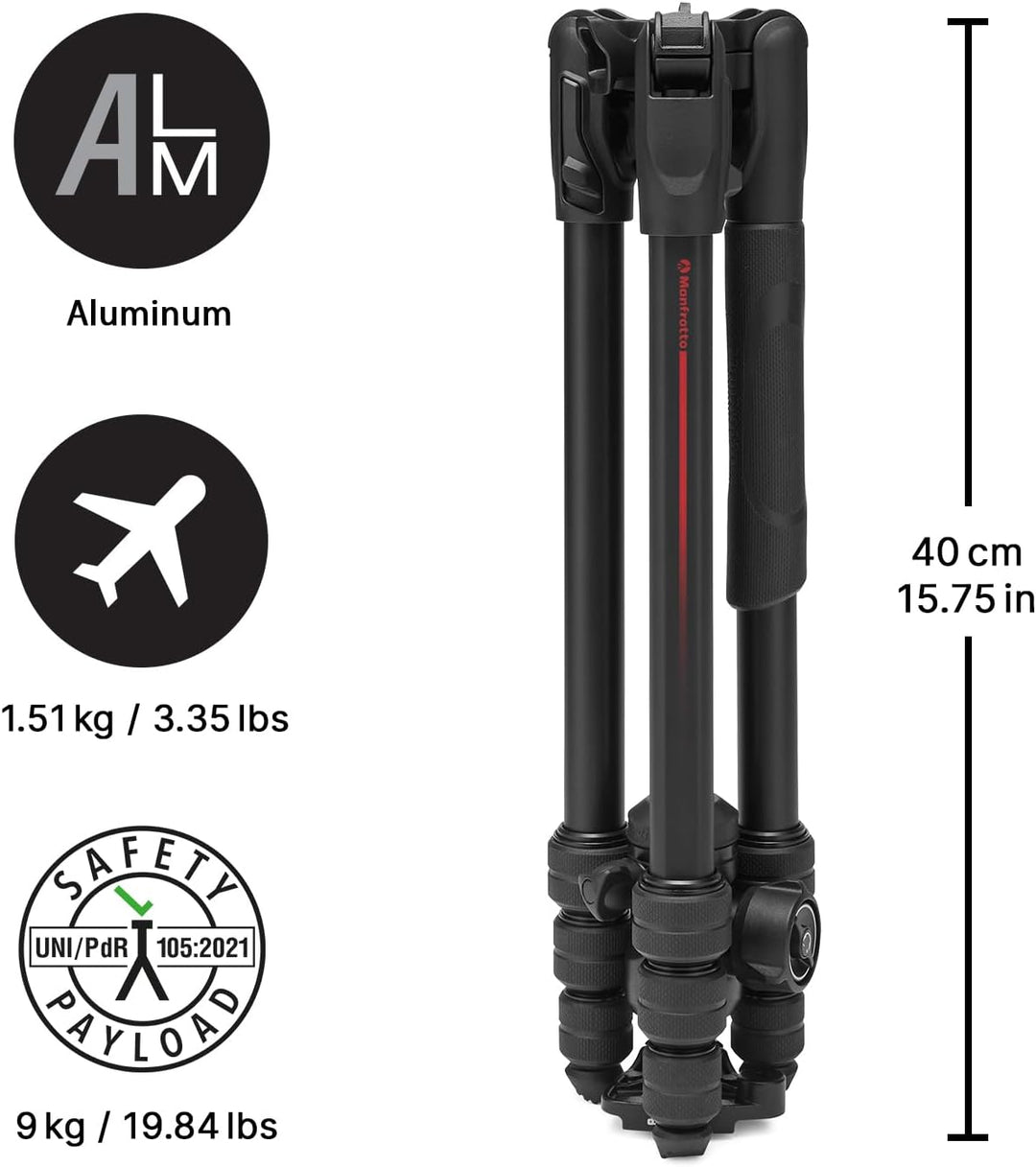 Manfrotto Befree Advanced AS, Kamerastativ, Drehverschluss, kompatibel mit Arca-Swiss, tragbares, ko