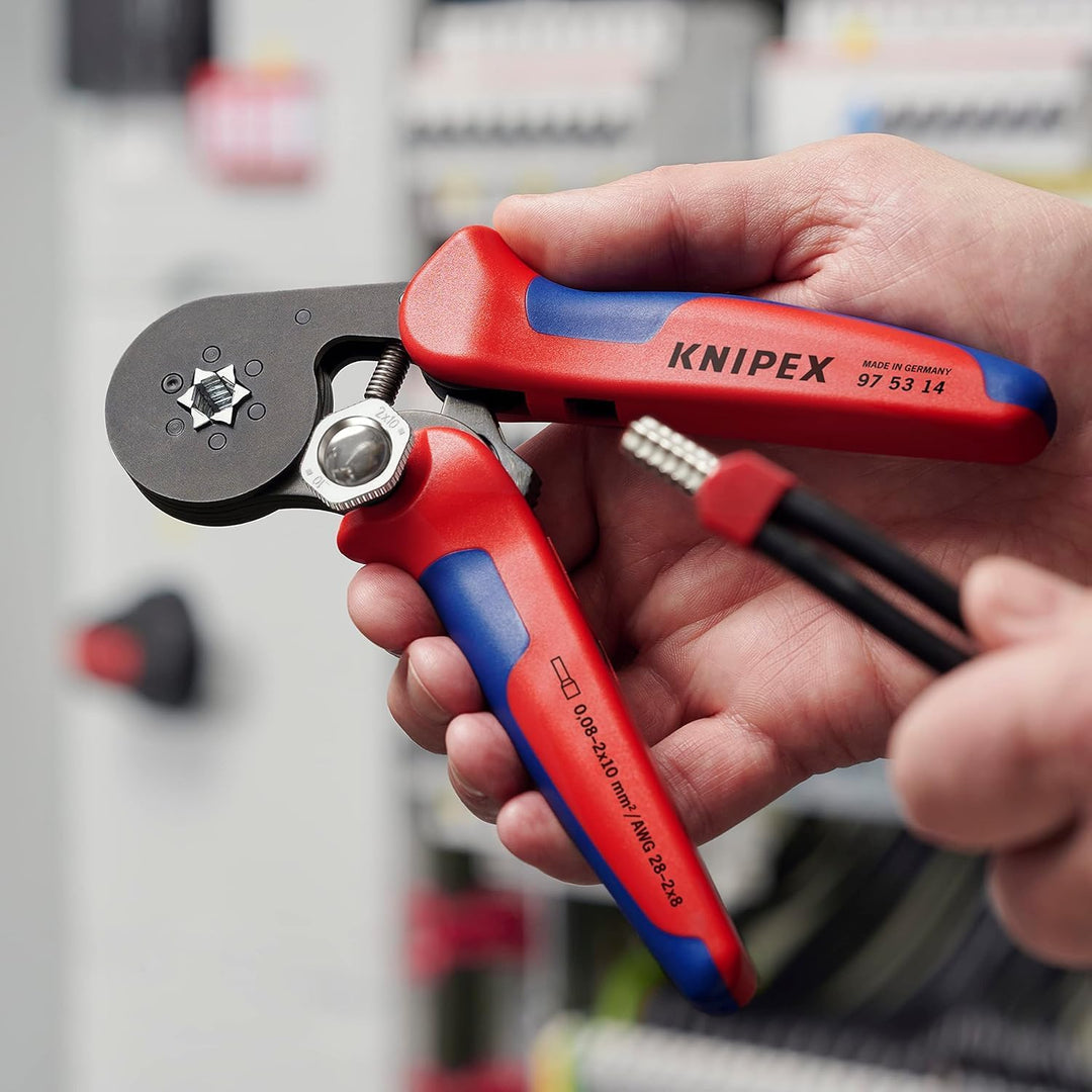 Knipex Selbsteinstellende Crimpzange für Aderendhülsen mit Seiteneinführung brüniert, mit Mehrkompon