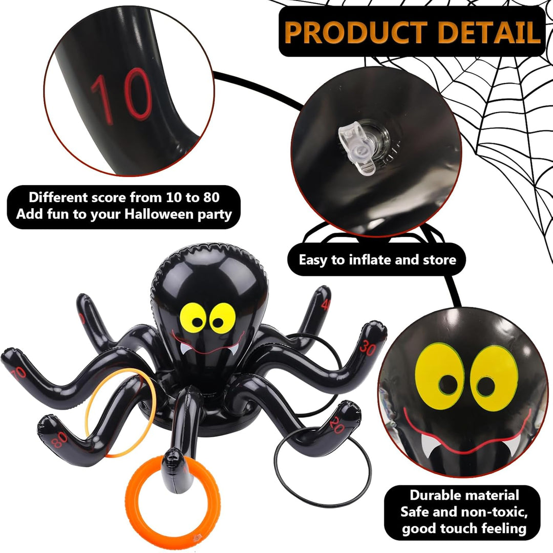 SHOWHEEL Halloweenwurfspiel Set,Halloweenwurf Aufblasbares Ringwurfspiel mit Wurfringe,Halloween Spi