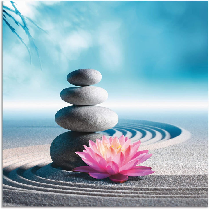 ARTland Wandbild Alu Verbundplatte für Innen & Outdoor Bild 40x40 cm Wellness Zen Stein Fotografie B
