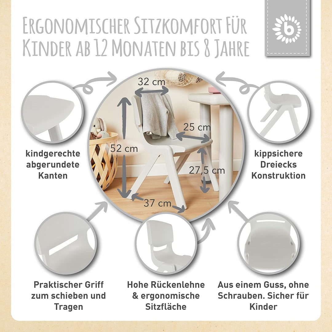 Bieco Kindertisch mit 2 Stühlen - Indoor & Outdoor - Stapelbar und Kippsicher - Basteltisch und Malt