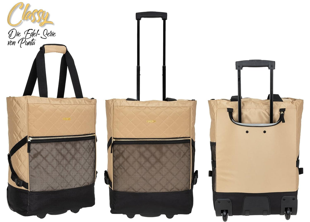 Punta 2er Set Wheel Einkaufstrolley Einkaufsroller + Faltschopper [Auswahl] (Gold Classy 10422-2900)