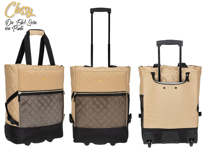 Punta 2er Set Wheel Einkaufstrolley Einkaufsroller + Faltschopper [Auswahl] (Gold Classy 10422-2900)