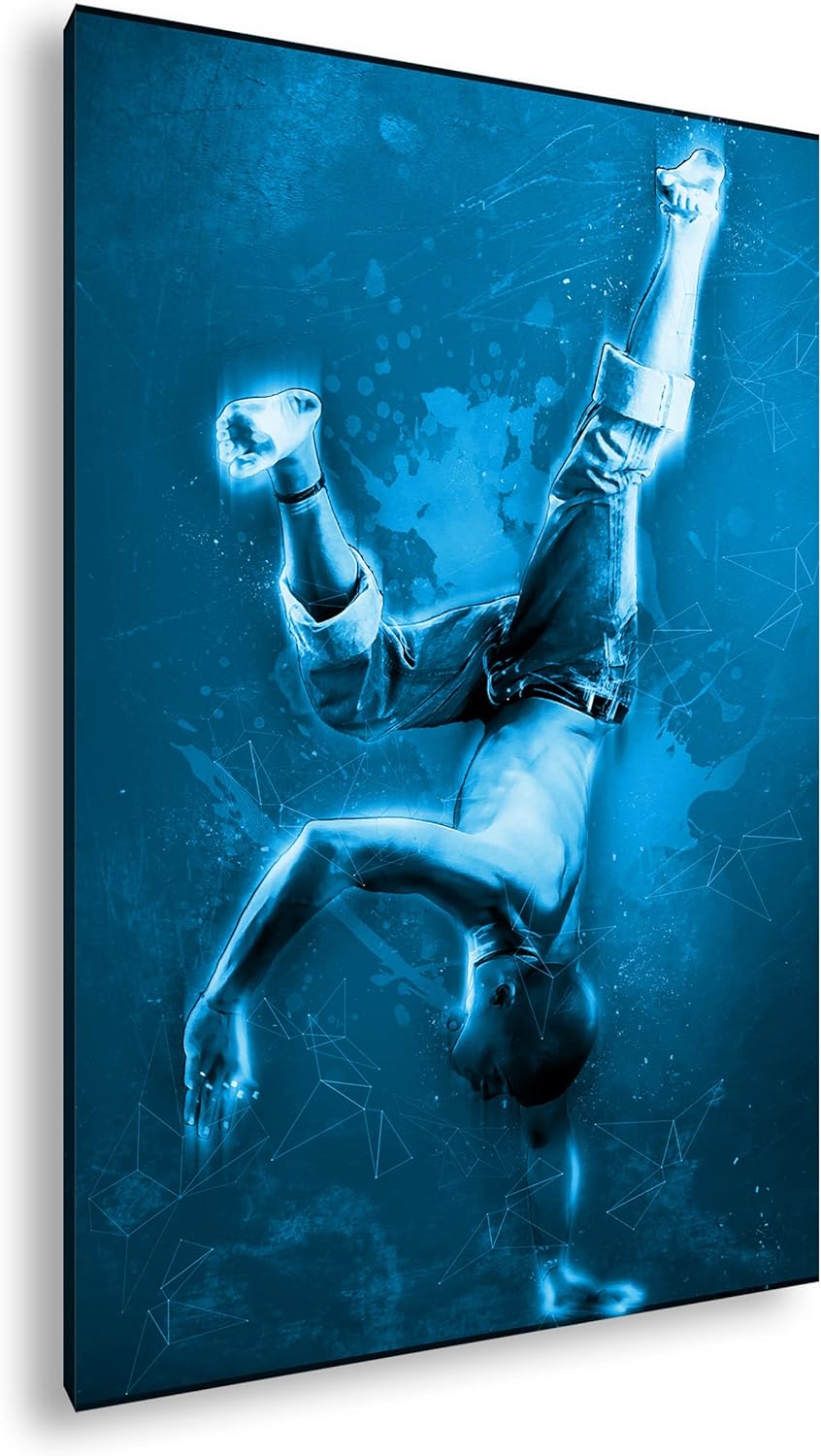 deyoli Breakdance - Illustration Format: 80x60 Effekt: Monocrome Blau als Leinwandbild, Motiv fertig