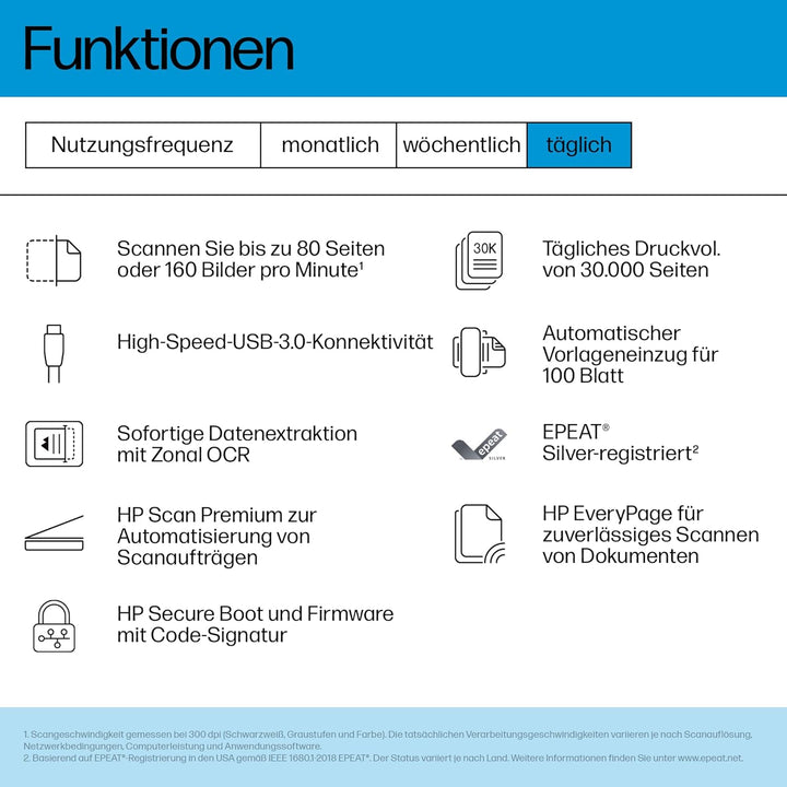 HP ScanJet Enterprise Flow N9000 sn1, Scanner, bis A3, ADF für bis zu 100 Blatt, USB 3.0, Ethernet,