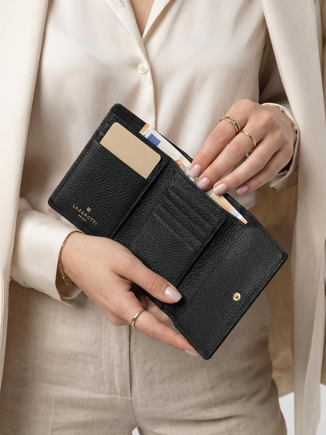 Lazarotti Bologna XL Leder Damen-Geldbörse | grosses Reissverschlussfach, 15 Kartenfächer, RFID-Schu