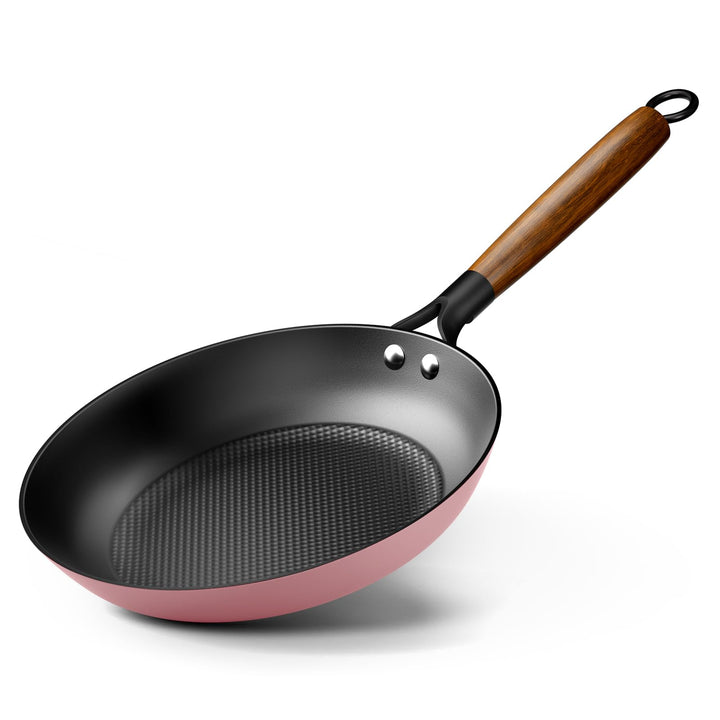 YUTANN Gusseisenpfanne, Antihaft-Bratpfanne, Frying Pan, Abnehmbarer Holzgriff, PFAS-Frei/PFOA-Frei,