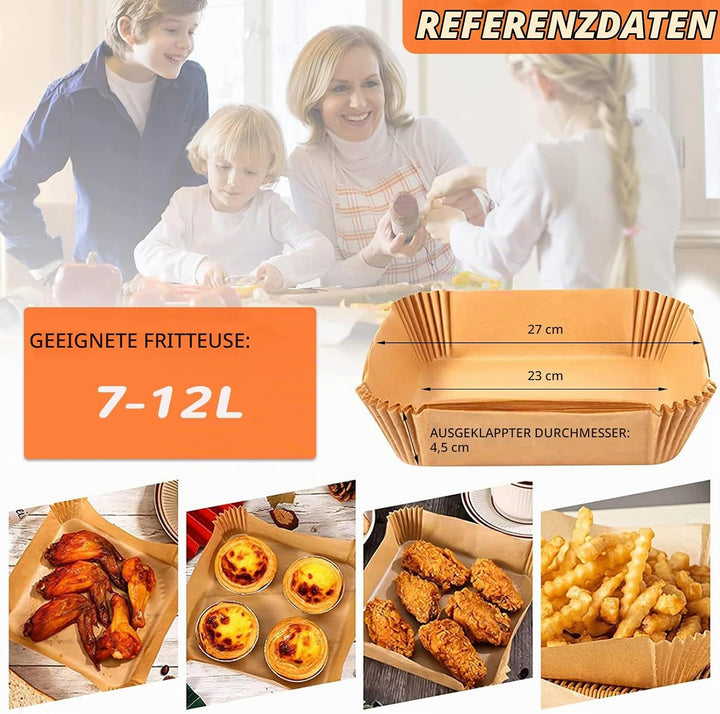 Backpapier für Heissluftfritteuse, 23-27cm 200 Stück Backpapier Airfryer Antihaft-Einweg Pergamentpa
