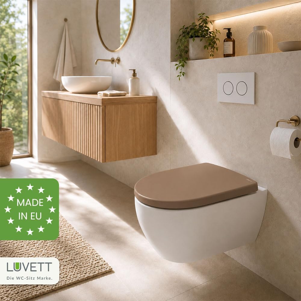 LUVETT® WC-Sitz mit Absenkautomatik C100 oval universell, Toilettendeckel mit 3 Edelstahl Montagelös