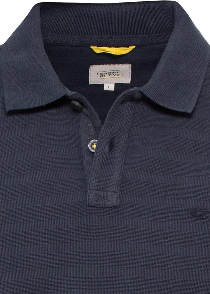 camel active Herren Kurzarm Poloshirt im tonalen Streifenmuster S Night Blue