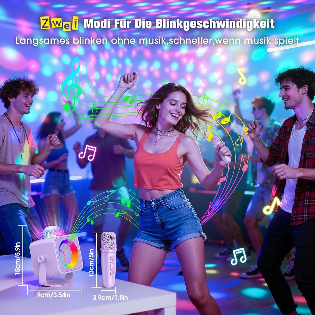 Dislocati Karaoke Maschine Mit 2 Bluetooth Mikrofon Kinder, Geschenk Mädchen 3-15 Jahre, Musik Spiel