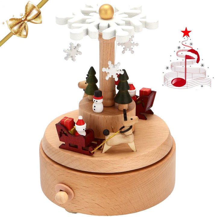 LONEEDY Holz Spieluhr Weihnachten Schneeflocke Dekoration Elch Custom Exklusives Spielzeug Geschenke