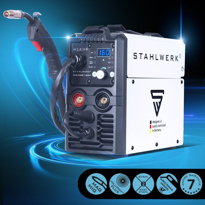STAHLWERK MIG MAG 160 M IGBT-Schweissgerät Vollsynergisches 5 in 1 Kombigerät mit echten 160 Ampere