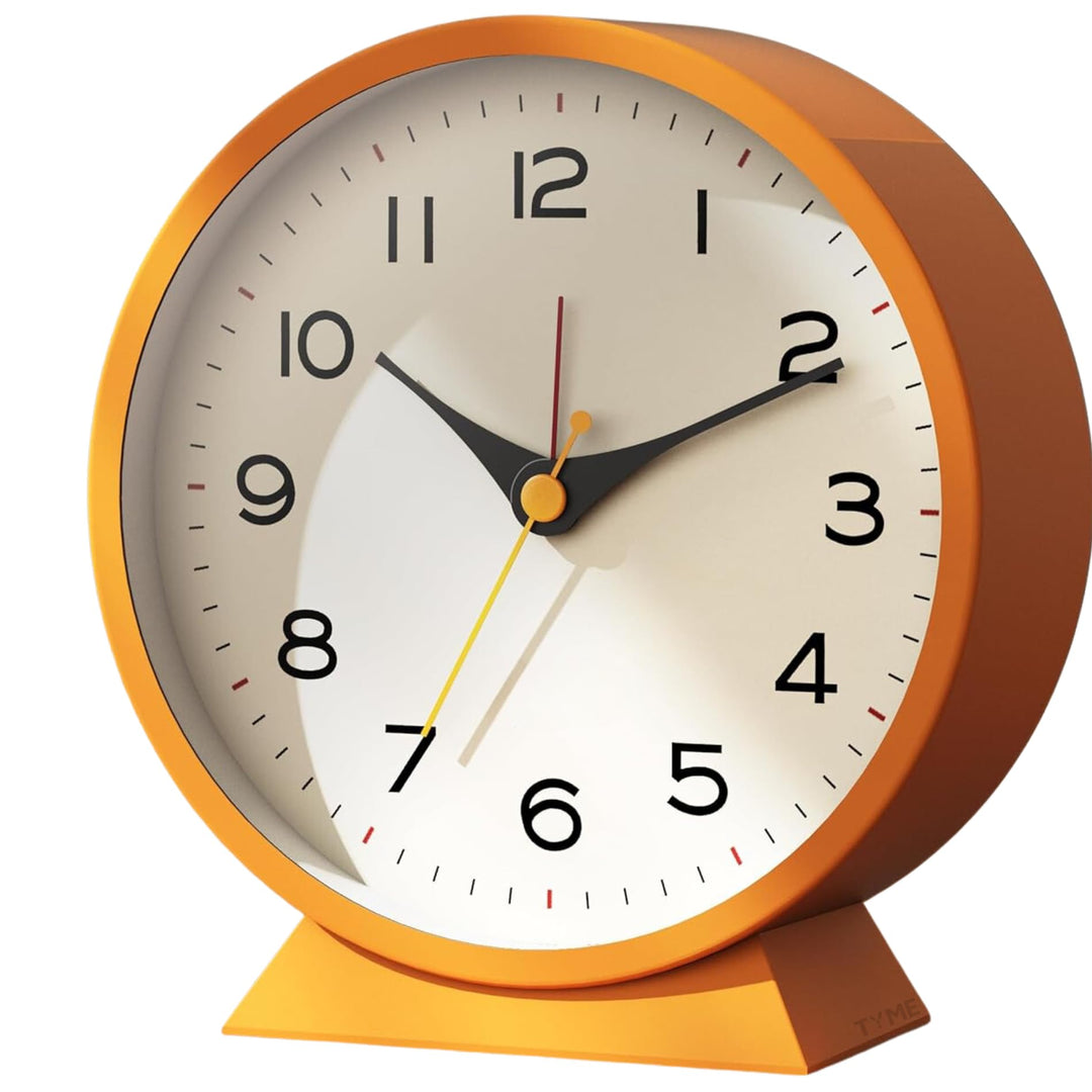Tyme Wecker Analog, Ohne Ticken, Analog Tischuhr Nachttischuhr Alarmwecker, Modischer Runder Metall