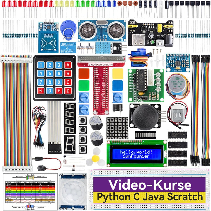 SUNFOUNDER Raspberry Pi Starter Kit für Raspberry Pi 4B 3 B+ 400, 537 Seiten, Python C Java Scratch