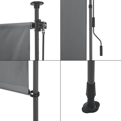 pro.tec Aussenrollo Cimarra 200 x 270 cm Balkonrollo Senkrechtmarkise mit Handkurbel Sichtschutz wit