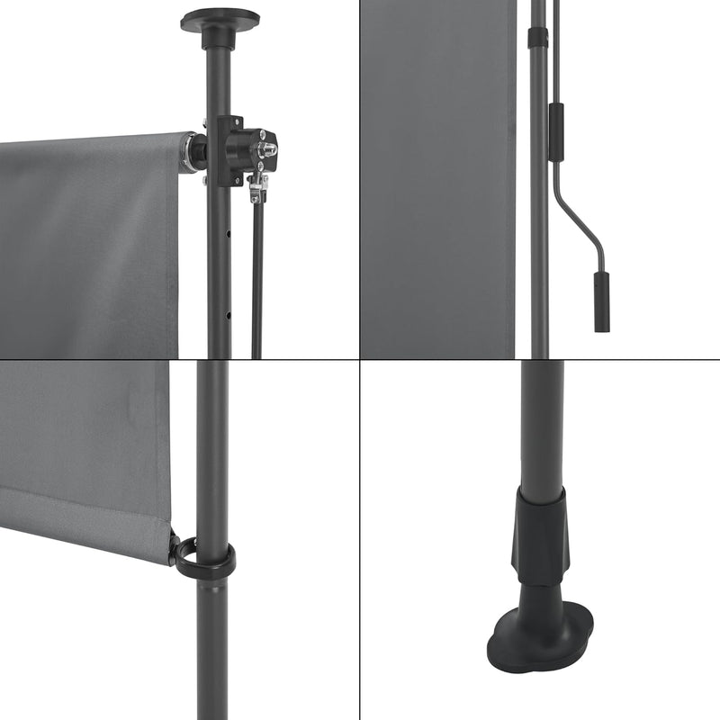 pro.tec Aussenrollo Cimarra 200 x 270 cm Balkonrollo Senkrechtmarkise mit Handkurbel Sichtschutz wit